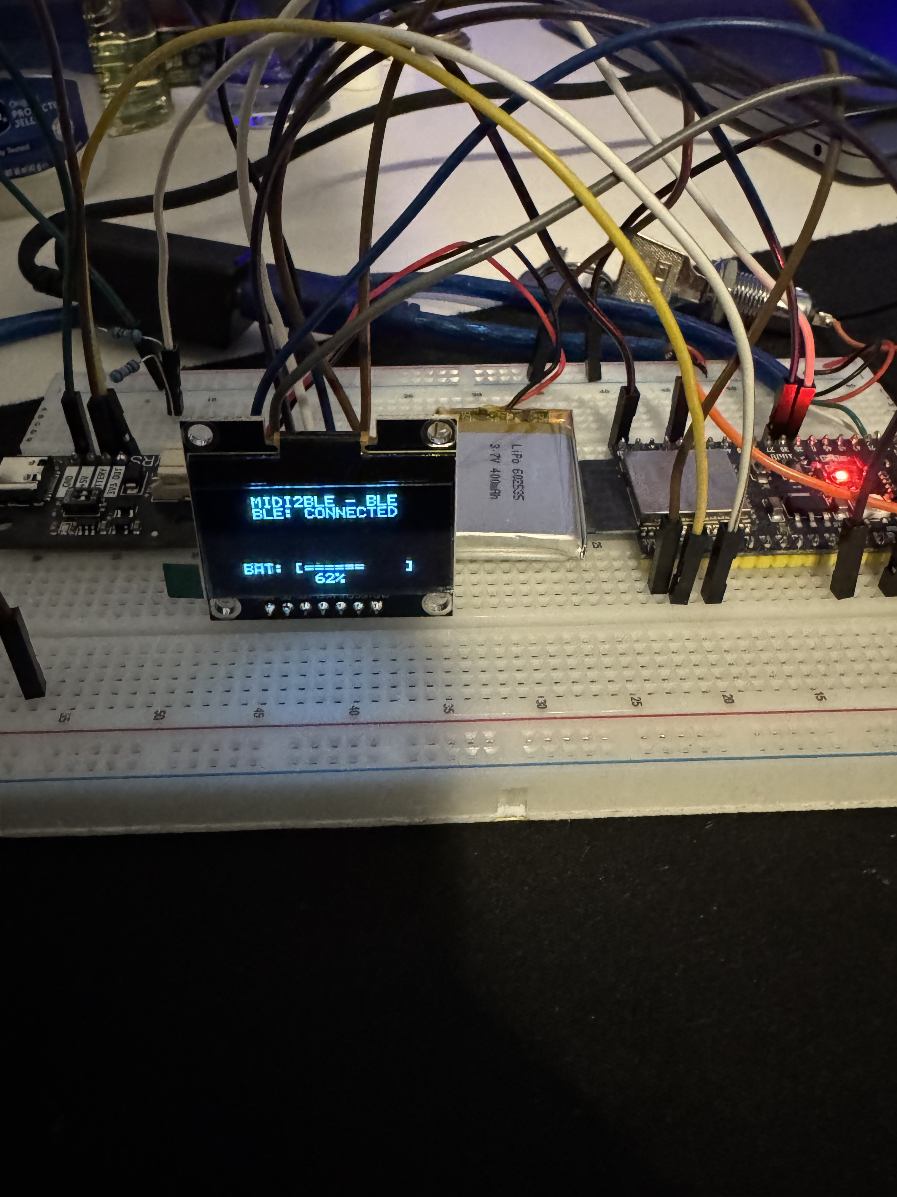 ESP32-S3 breadboard prototype with USB host active
