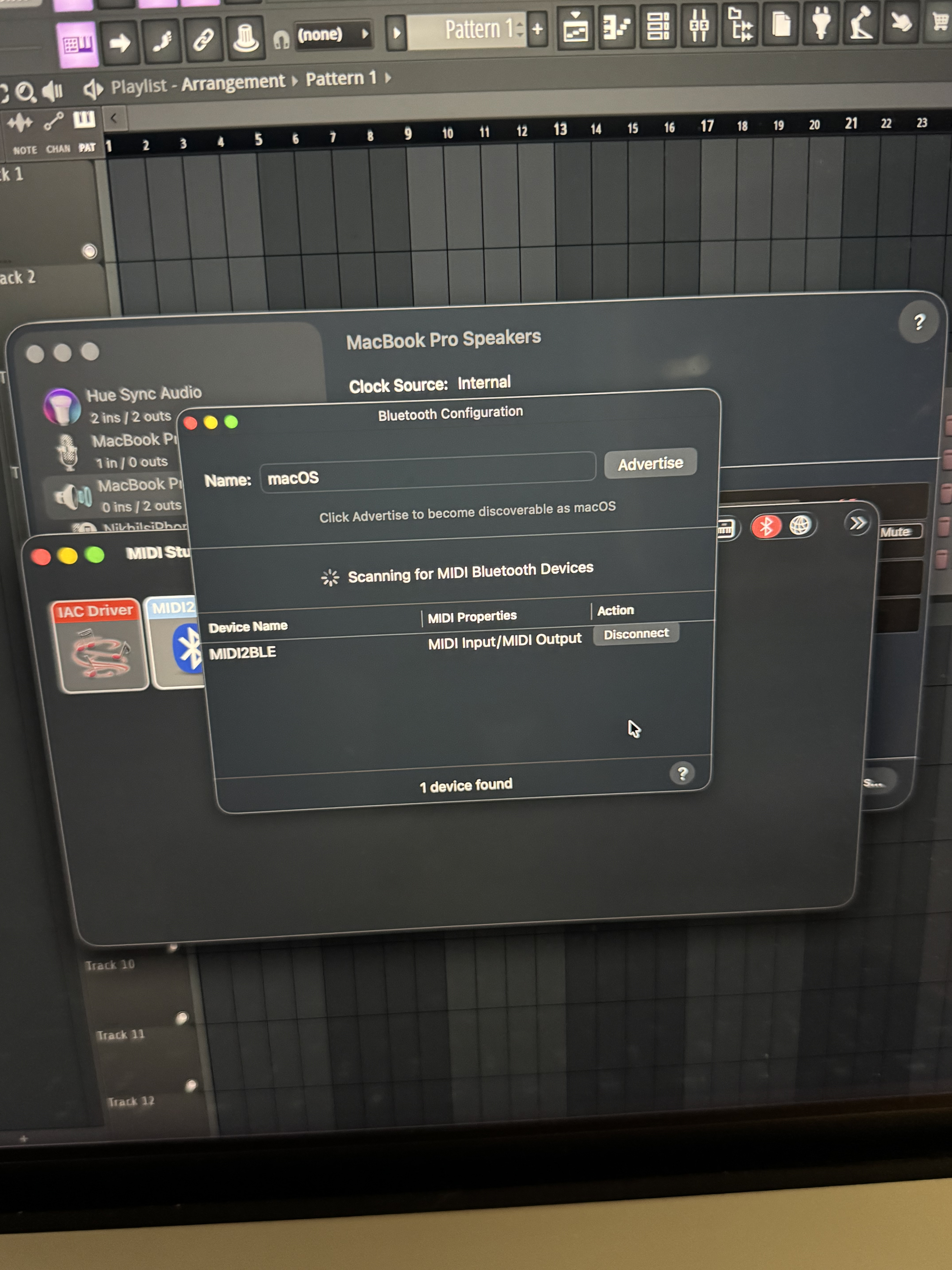 macOS Audio MIDI Setup showing device as a native MIDI port