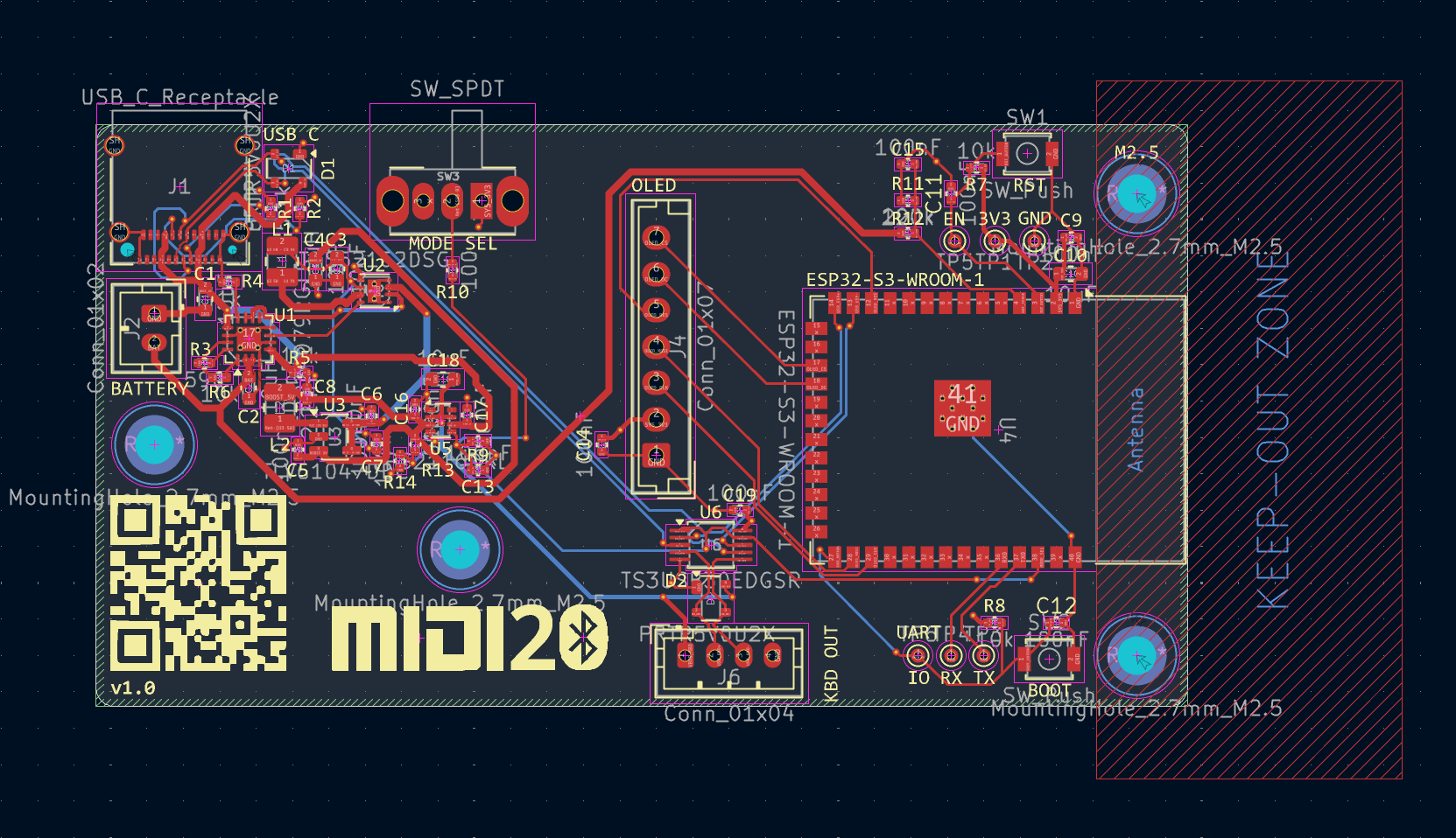 PCB 2D layout — component placement and routing