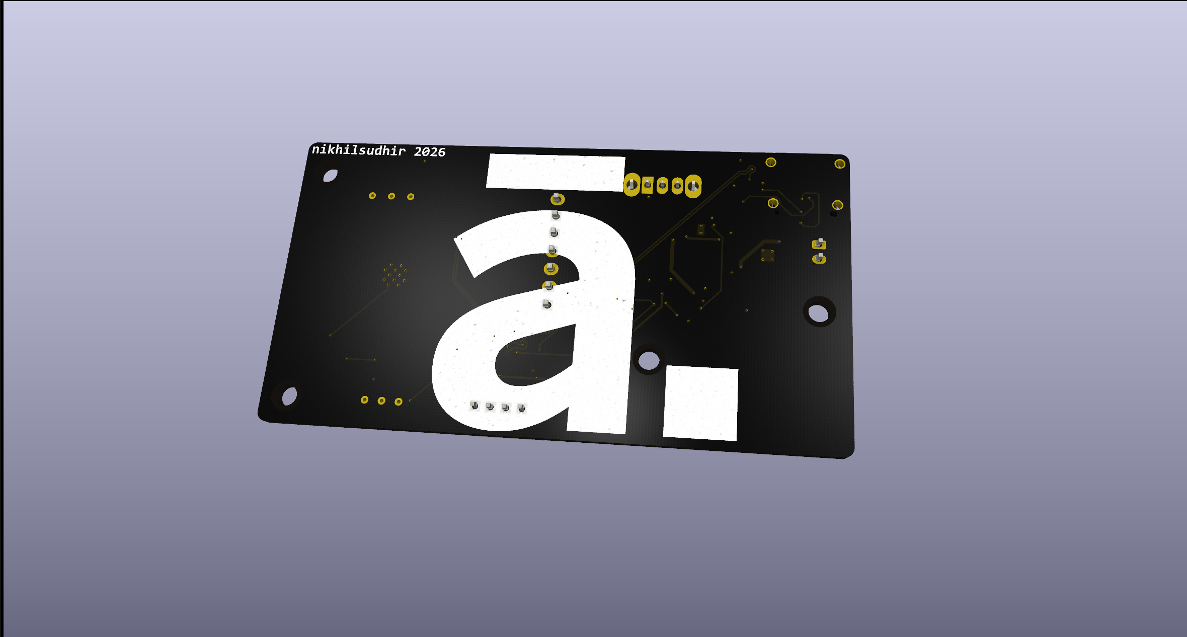 PCB 3D render — bottom side